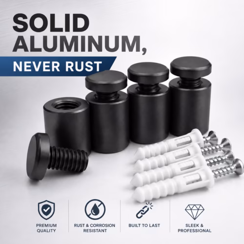 Aluminum Standoffs - Wall Mount Panel Through Fixings - Black Matt