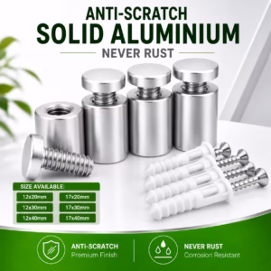 Aluminum Standoffs - Wall Mount Panel Through Fixings - Silver Shiny